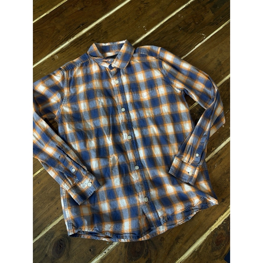 Palace Boys 10/12 Plaid Navy Orange And White Long Sleeve